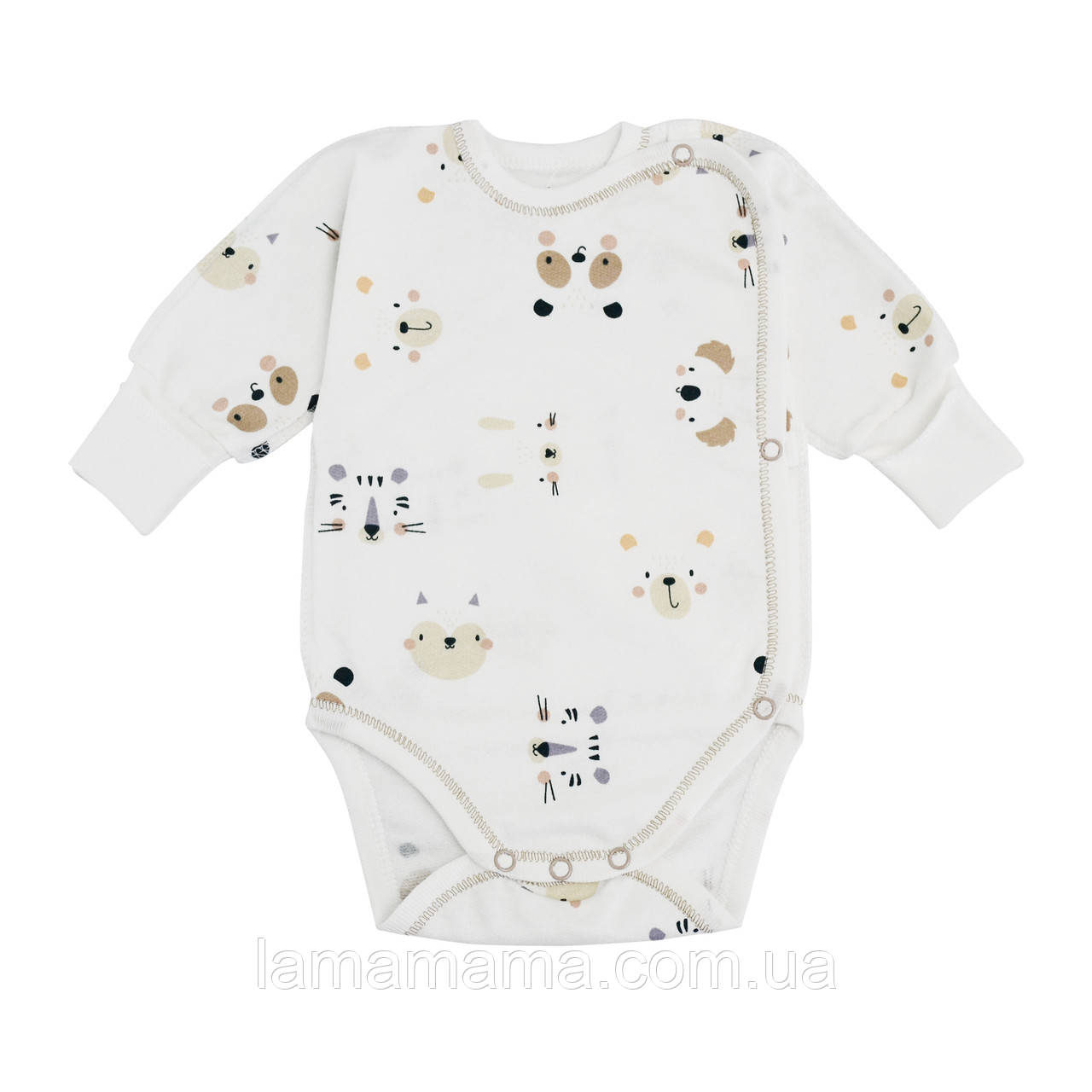 Тепла боді-льоля (футер із начосом) з довгим рукавом Happy Baby Молочний з малюнком Minikin