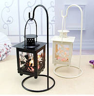 Ліхтар-свічка металевий ,бежевий на підставці "23*7см"