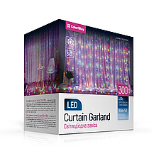 Гірлянда новорічна-водоспад 300ламп ColorWay CW-GW-300L33VWFMC 3*3м 8 режимів різнокольорова