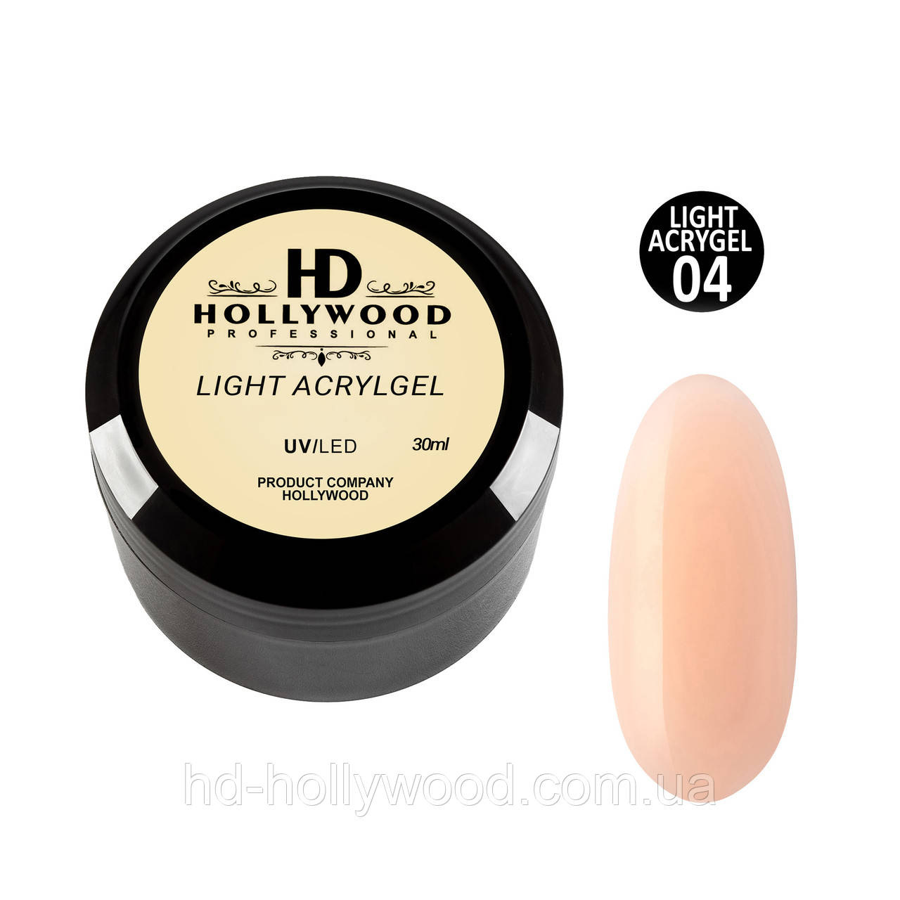 Рідкий акригель Light Acrygel 04 Ніжний світло-персиковий HD Hollywood, фото 1