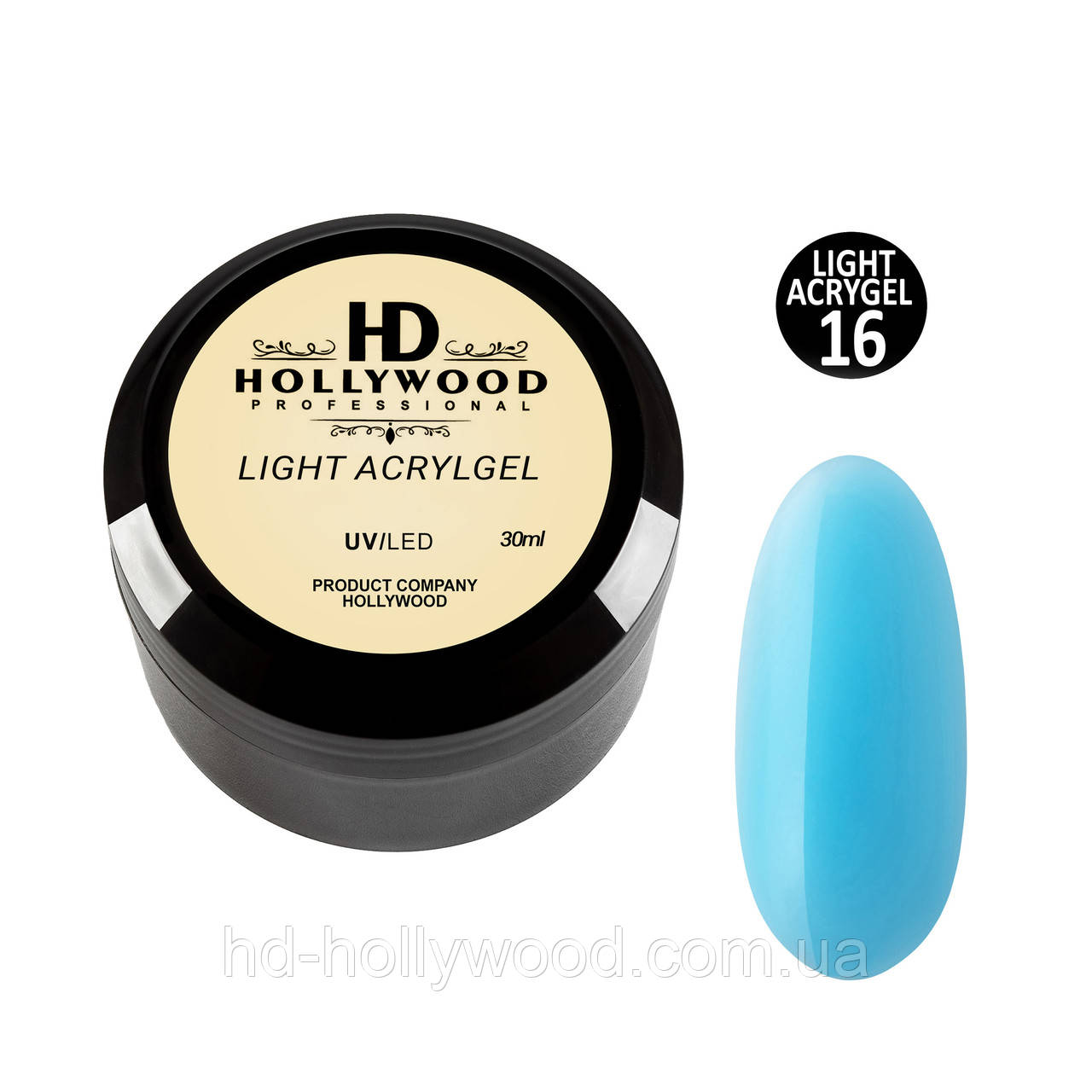 Рідкий акригель Light Acrygel 16 Блакитний HD Hollywood, фото 1