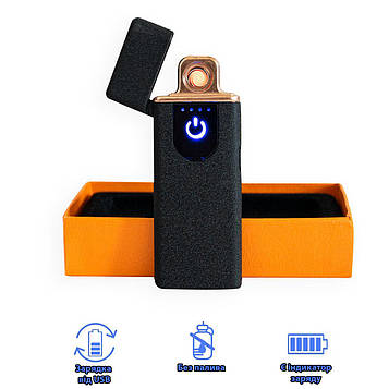 Електрична запальничка Lighter USB (7324) Чорна матова, сенсорна запальничка (електрозапальничка) (ST)