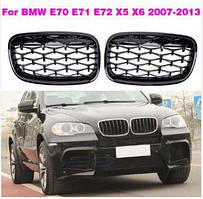 Решітка ноздрі радіатора BMW (БМВ) X5 X6 series E70 E71 (2006 - 2013) Унікальна, чорний глянець