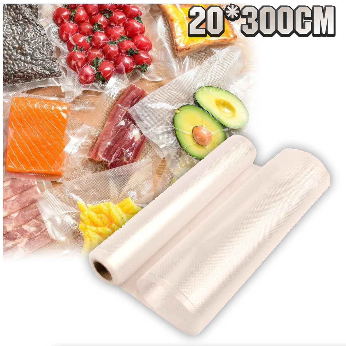 Пакети для сувидів у рулонах 20*500 см пакети для вакуумного пакування продуктів, пакети для вакууматора (ST)