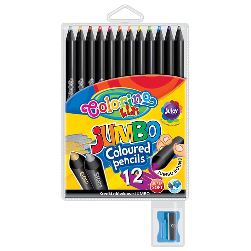 Кольорові олівці Jumbo Colorino Kids 12 кольорів з точилкою 55857PTR