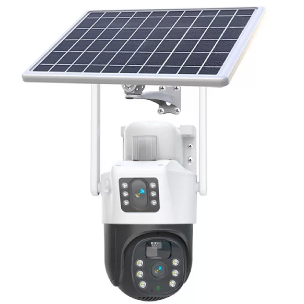 Вулична камера відеоспостереження з двома лінзами 4G, V36-4G SOLAR / Камера спостереження від сонячної панелі, фото 1