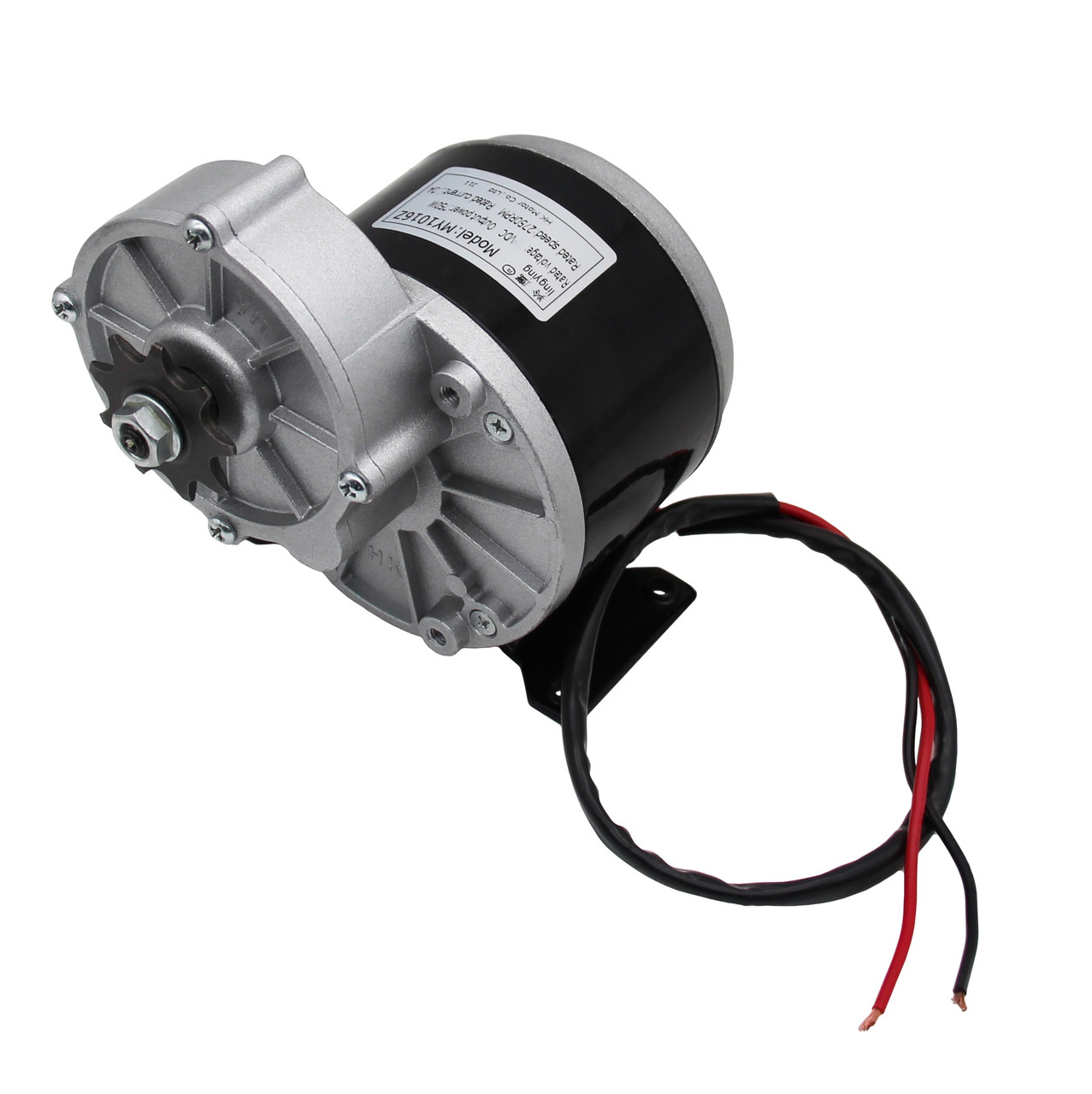 Електричний колекторний двигун з редуктором MY1016Z, 24V 350W із зіркою на 9 зубів під велосипедний ланцюг