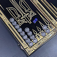 Нарди дерев'яні ручної роботи Чорний Тризуб 46×23см подарункові, фото 8