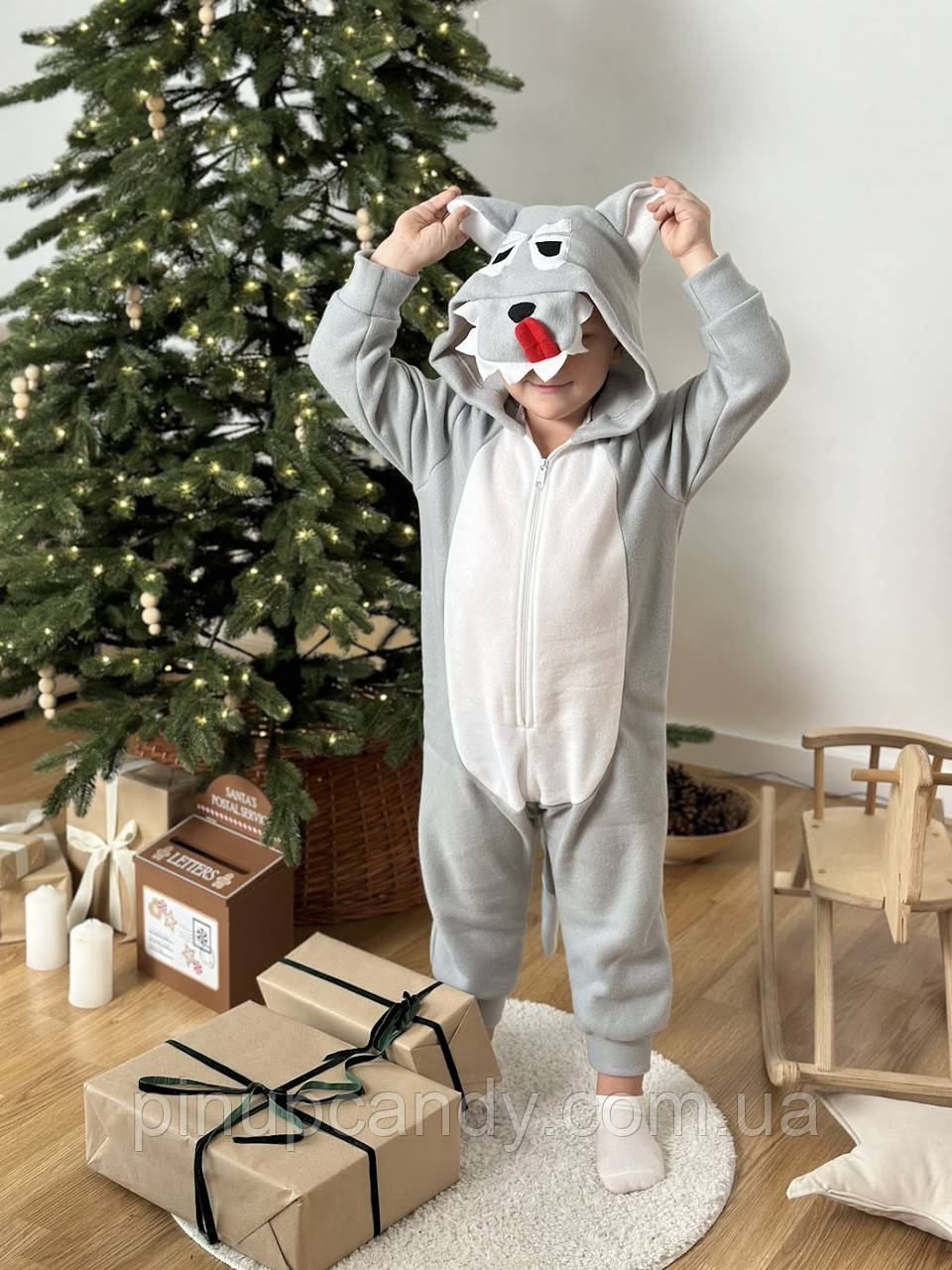 Кігурумі дитяча костюм піжама Вовк сірий (зріст 134-152 см), фото 1