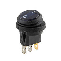 Перемикач on-off з підсвіткою 12 V круглий 3pin Blue 22*22*17мм 20A