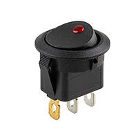 Перемикач on-off з підсвіткою 12 V круглий 3pin Red 23*23*16 мм 20A