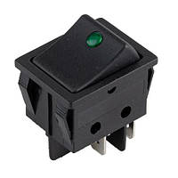 Перемикач on-off з підсвіткою 12 V квадратний Green 25*31*20 мм 16A250V 20A 125V