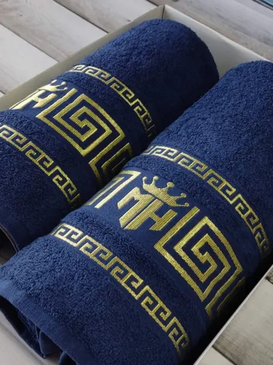 Подарунковий набір махрових рушників MOZ 2в1 синій