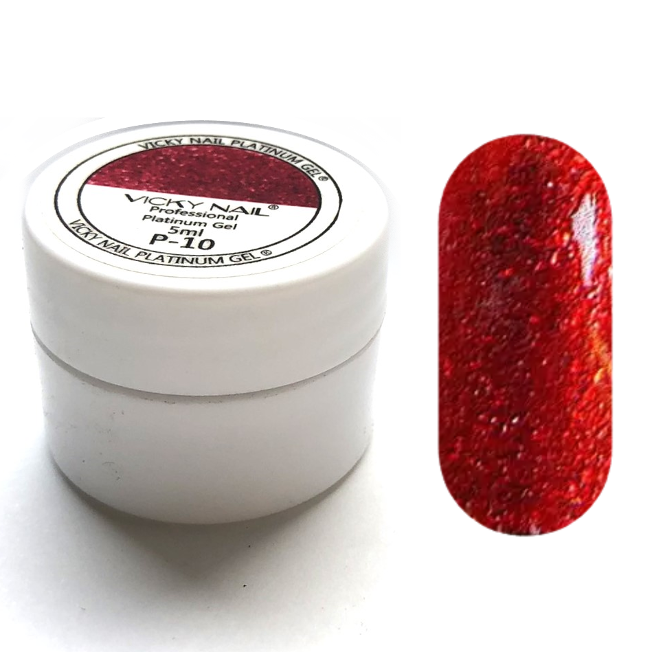 Глиттерный гель VICKI NAIL (гель блискітки) червоний