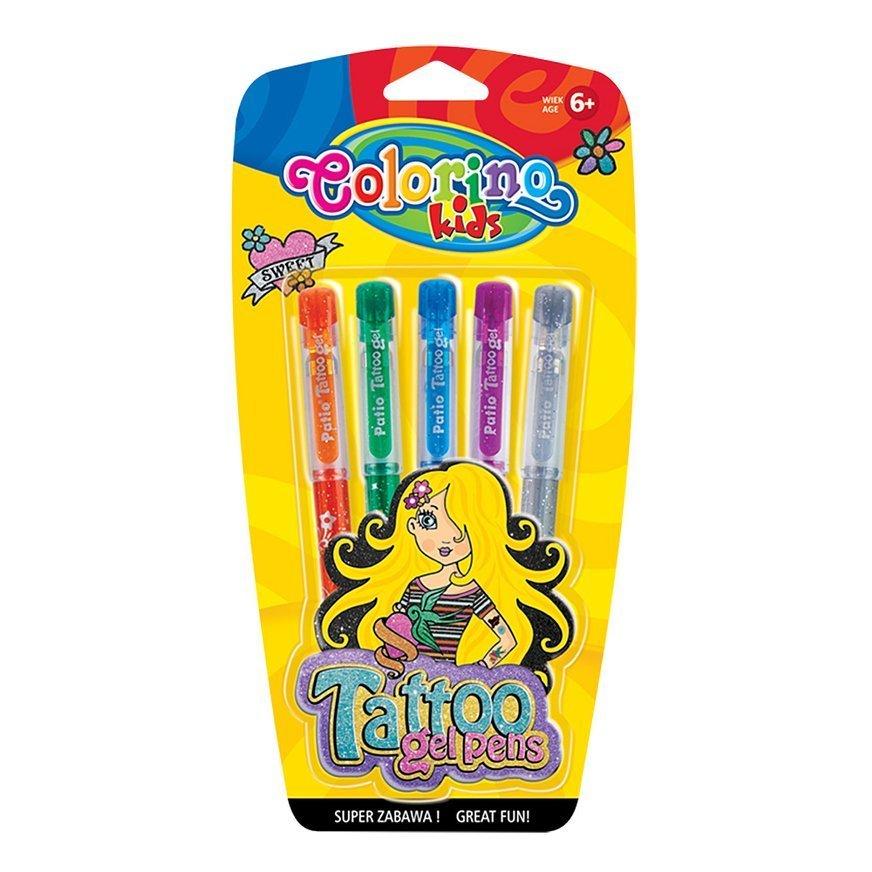 Набір гелевих ручок-тату 5 шт + трафарет Colorino 15860PTR