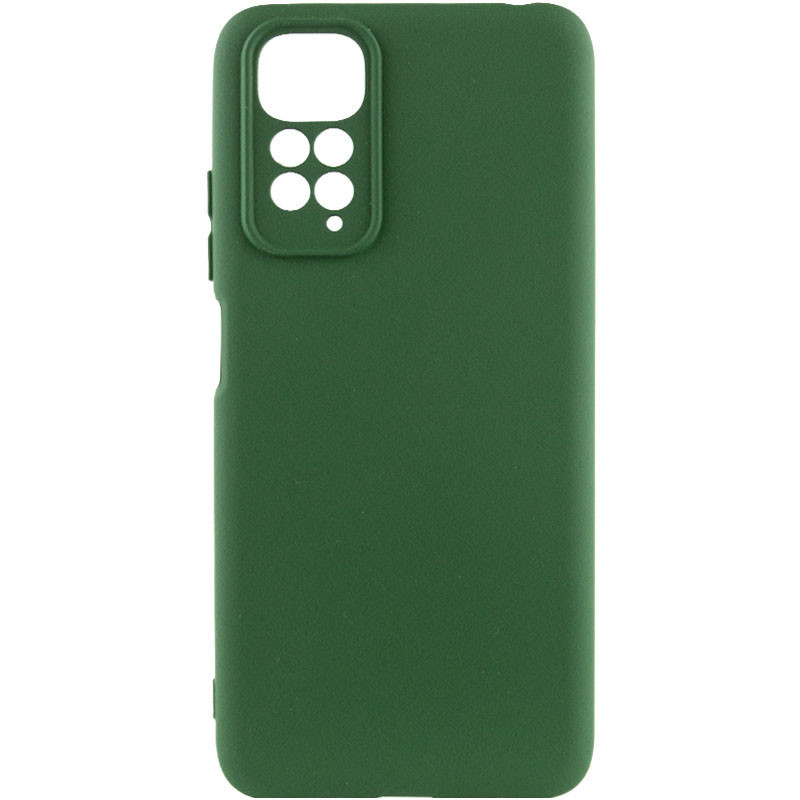 Чохол GETMAN Liquid Silk Full Camera для Xiaomi Redmi Note 11 (Global) / Note 11S | TPU + Мікрофібра Зелений / Dark green, фото 1