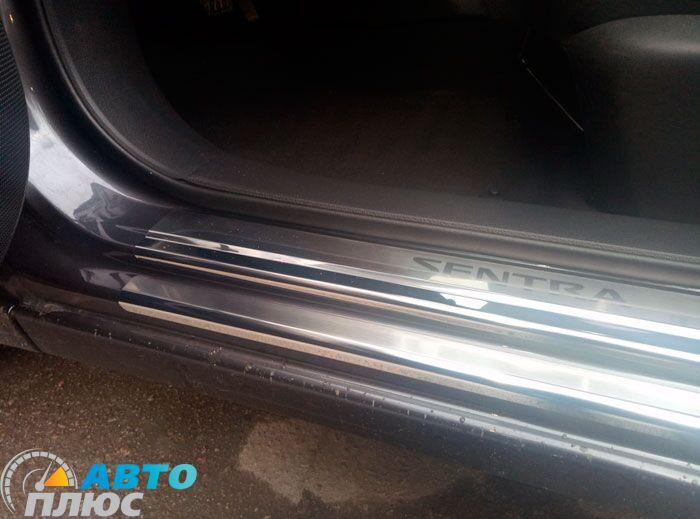 Накладки на пороги Nissan Sentra 2015- (Premium), фото 1