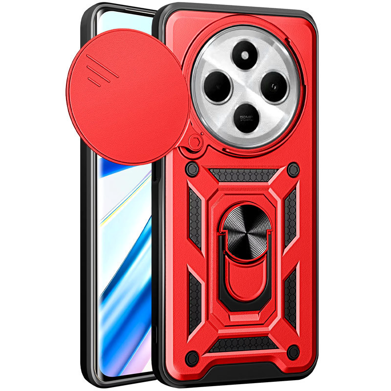 Протиударний чохол Camshield Serge Ring для Xiaomi Redmi 14C / Poco C75 | Броньований з кільцем-підставкою Червоний, фото 1