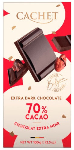 Шоколад Екстра Чорний Кашет Cachet Extra Dark Chocolate 70% Какао 100 г Бельгія