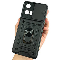 Протиударний чохол для Motorola E14 чорний зі шторкою для камери