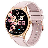 Жіночі наручні розумні смарт годинник Smart Milano Gold Rubber 2 ремінці, фото 6