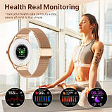 Жіночі наручні розумні смарт годинник Smart Milano Gold Rubber 2 ремінці, фото 10