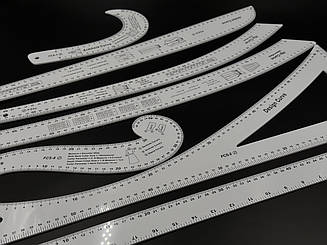 Лекала лінійки кравецькі для побудови викрійок різної форми набір із 7 одиниць