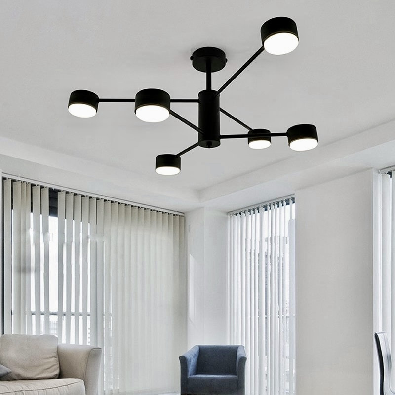 Сучасна люстра на 6 плафонів чорна LUMINARIA RAY 6xGX53 (3+3) BLACK