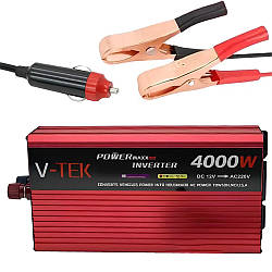 Автомобільний інвертор 4000Вт, 12V-220V + LED-екран, USB, V-TEK / Перетворювач напруги / Автоінвертор
