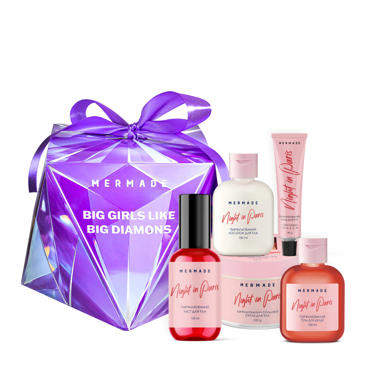 Подарунковий набір косметики для догляду за тілом Mermade Diamond 5 в 1 Night In Paris для жінок, фото 1
