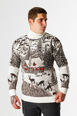 Светр чоловічий Navas гольф новорічний , M, Коричневий