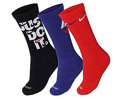 Шкарпетки високі набір Nike U Nk Everyday Plus Cush Crew DH3822-905 34-38 3 пари Чорний/Синій/Червоний
