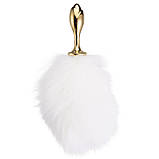 Металева анальна пробка Кролячий хвост LOCKINK SEVANDA White Bunny-Tail Anal Rose-shape Plug, фото 6