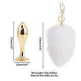 Металева анальна пробка Кролячий хвост LOCKINK SEVANDA White Bunny-Tail Anal Rose-shape Plug, фото 7