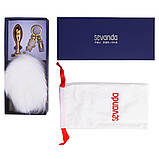 Металева анальна пробка Кролячий хвост LOCKINK SEVANDA White Bunny-Tail Anal Rose-shape Plug, фото 8