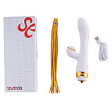 Вібратор-кролик з флогером LOCKINK SEVANDA Whip Vibrating Massage Wand - White & Golden, фото 8