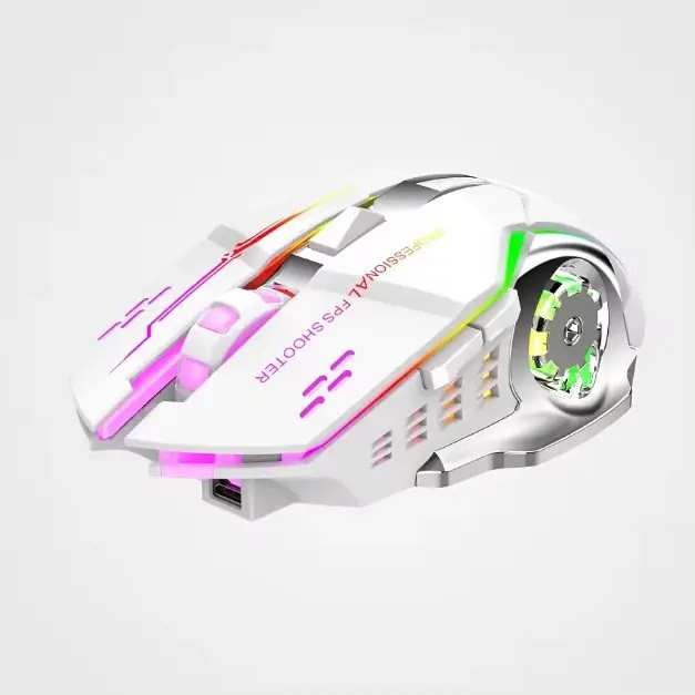Бездротова ігрова мишка T2 RGB підсвічування USB Charge+Bluetooth безшумне з вбудованим акумулятором White