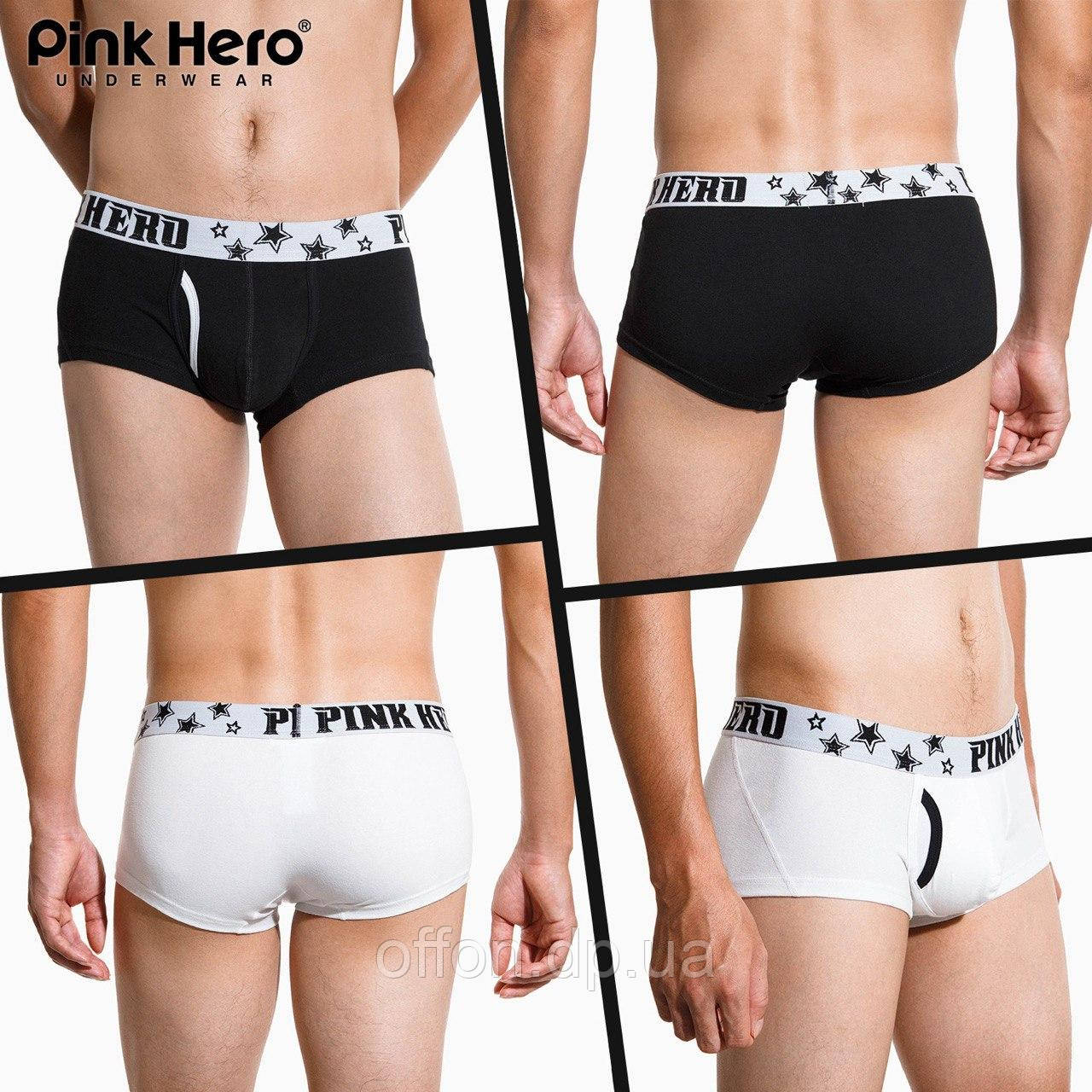 Чоловічі боксери брифи труси Pink Hero чорні білі