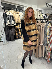 ЖІНОЧНА ШУБА-ТРАНСФОРМЕР ІЗ НАТУРАЛЬНОГО МЕХА ЛІСИ