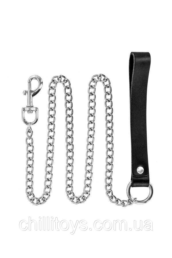 Повідець Fetish Tentation Premium Metal leash with cowhide leather wrist 115 см