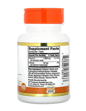 Вітамін C 21st Century Vitamin C 1000 мг 60 таб США, фото 3