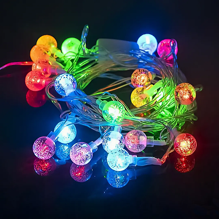 Світлодіодна LED Гірлянда Кульки прозорі 3.5м 220v | Різнокольорові, фото 1