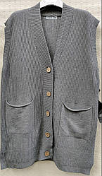 Кашемірова жіноча жилетка «Elena Cao» на гудзиках з кишенями 52/56 розмір