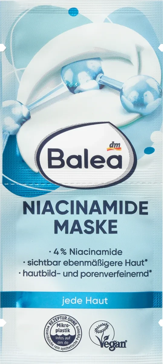Очищаюча маска для обличчя Balea Niacinamide, 2шт х 8 мл