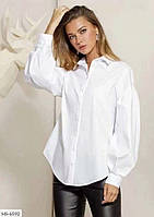 Блузка-сорочка жіноча гарна ошатна класична з об'ємними рукавами з котону розміри 42-48 арт 546