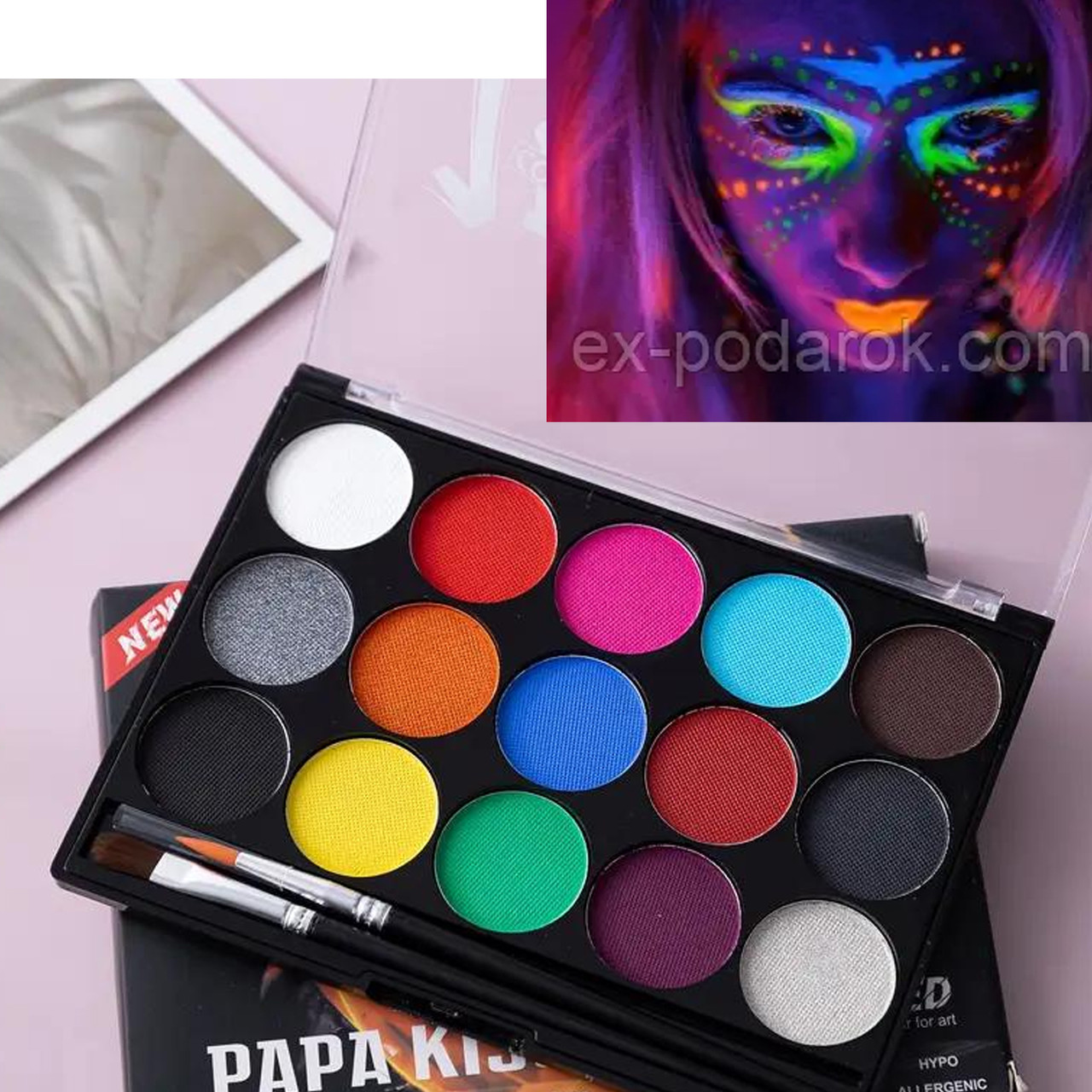 Аквагрим світний. Грим для обличчя, Фарба для обличчя неонова, неонова фарба для обличчя, фото 1