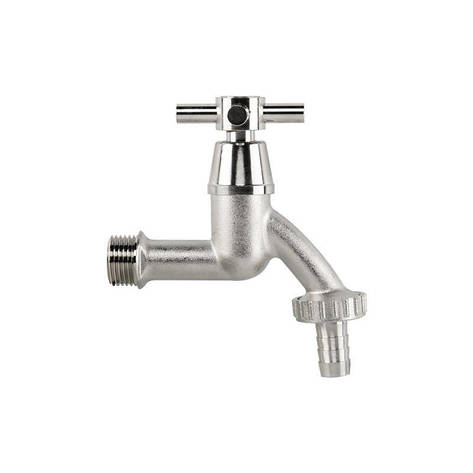 Кран вентильний РЗ 1/2", штуцер під шланг
3/4", латунь/нікель, CROSS HANDL, GKK0T123413, фото 1