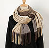 Шарф-палантин в крупну клітинку. Коричневий з бежевим, фото 3