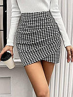 Стильная облегающая женская юбка мини на высокой посадке на потайной молнии спереди со сборкой 42-44 44-46