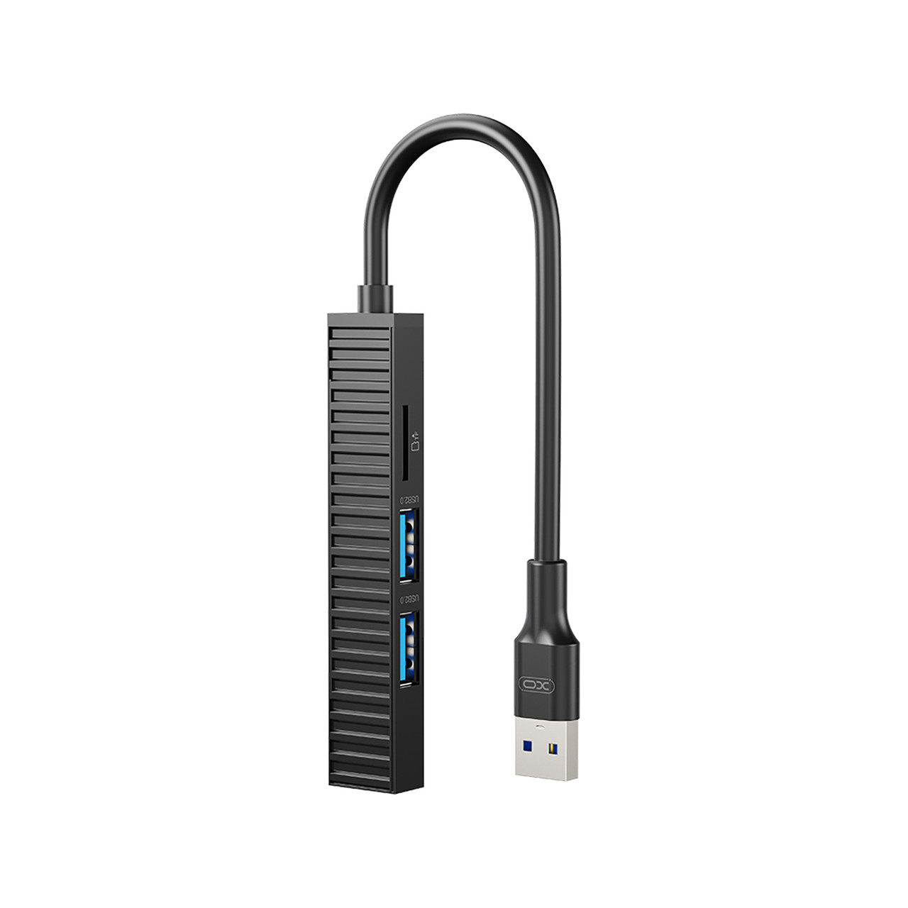 USB хаб 4-в-1 ХО HUB014A USB 3.0/2хUSB 2.0/SD/MicroSD Black (HUB014A.black)
